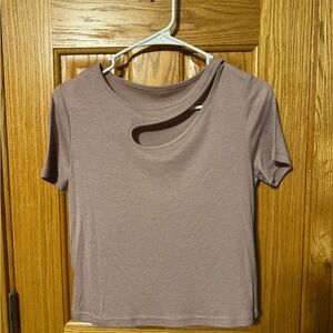 SHEIN Pink Crop Cut-Out T-Shirt